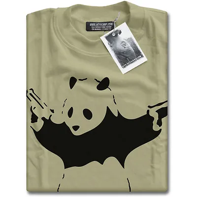 Buy Banksy Panda With Guns Graffiti Mens Camel Brown T-Shirt Top New • 13.99£