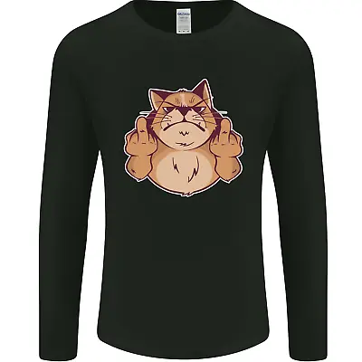 Buy Grumpy Cat Finger Flip Offensive Funny Mens Long Sleeve T-Shirt • 11.99£