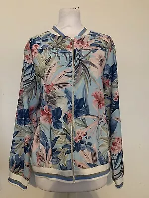 Buy Floral Paradise Light Summer Bomber Jacket By Afibel Size Uk 16  • 4£
