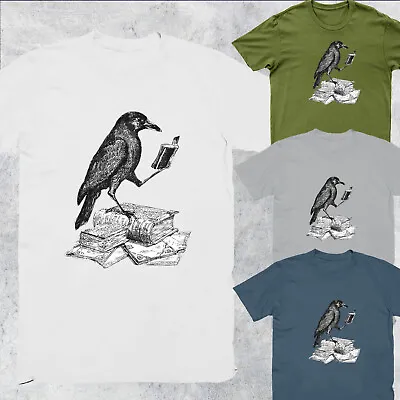 Buy Crow With Book T-Shirt Mens Womens Oversized T Shirt Unisex Tee Top #P1#PR#D • 9.99£