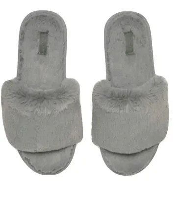 Buy NWOB SKIMS Fuzzy Faux-Fur Slide Slippers In GRAY Sz 35  • 38£