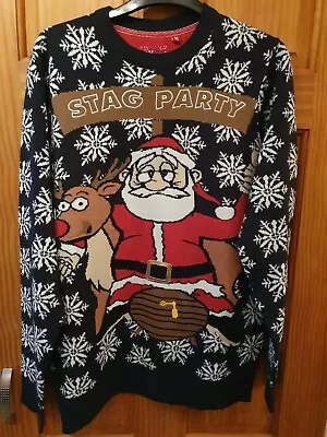 Buy Mens Stag Party Santa Christmas Jumper Size Medium  • 13.95£