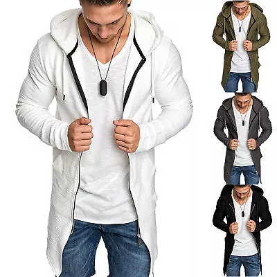 Buy Men's Zip Up Hooded Slim Hoodie Coat Casual Cardigan Long Jumper Jacket Outwear • 19.24£