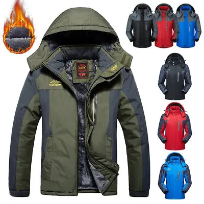 Buy Men Winter Warm Fleece Lined Jackets Waterproof Coat Hooded Mountain Work Jacket • 33.66£