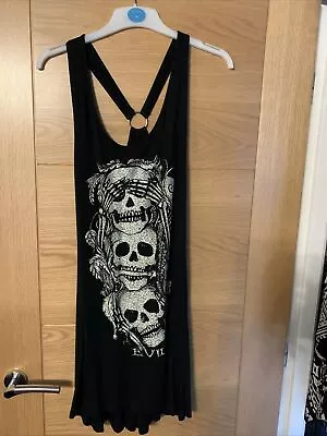 Buy Jawbreaker Black Sleevless Top Skull Design And Strapped Back Feature Size L  • 12£
