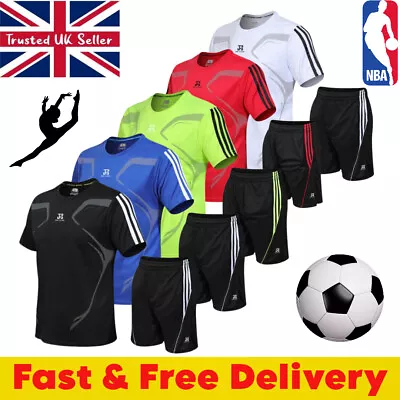 Buy Mens Football T-Shirts & Shorts Jogging Running Gym Sports Breathable Fitness UK • 5.83£