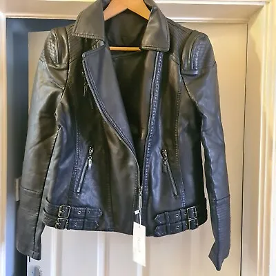 Buy New Women's Motorcycle For Ladies Black Biker Faux Leather Style Slim Fit Jacket • 26.99£