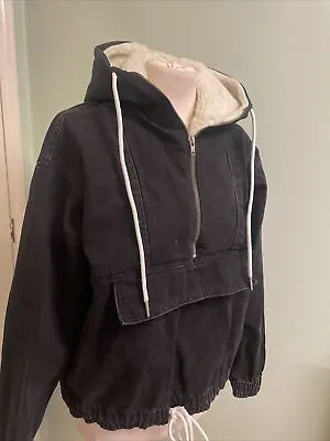 Buy Boohoo Denim Overhead Black Jacket Ladies Size 6, EU 34 Oversized New • 5.66£