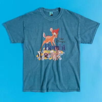 Buy Official Disney Bambi Vintage Wash Blue T-Shirt : S,M,L,XL,XXL,3XL,4XL • 24.99£