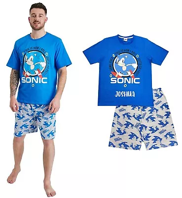 Buy Mens Sonic The Hedgehog Short Personalised Pyjamas Gaming Gamer Top Shorts S-XL • 19.95£