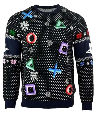 Buy PlayStation Symbols Christmas Jumper Xmas Ugly Sweater Black PS5 PS4 Large NEW  • 29.99£