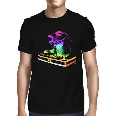 Buy 1Tee Mens Rainbow DJ Cat T-Shirt • 7.99£