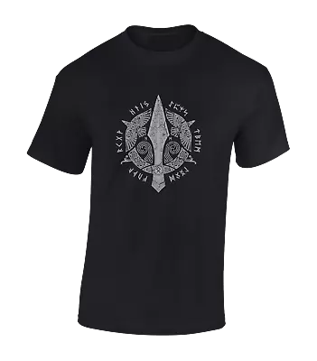 Buy Viking Dagger Mens T Shirt Cool Valhalla Odin Design Thor Hammer Vegvisir Top • 8.99£