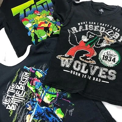 Buy Shirt Bundle Small Boys Black T-Shirts TMNT Turtles Thor Ragnarok Big Bad Wolf • 8.71£