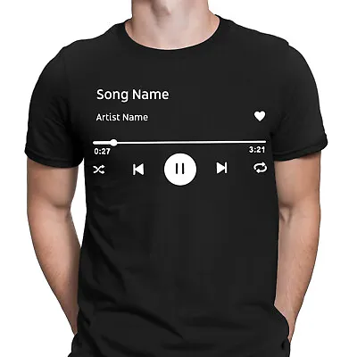 Buy Personalised Favorite Song And Artist Name Music Player Mens T-Shirts Top #6JV • 9.99£