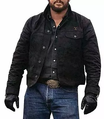 Buy Mens Yellowstone Black Denim Cole Hauser Rip Wheeler Stylish Jacket • 59.99£