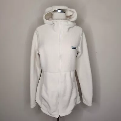 Buy Columbia Sherpa Jacket Womens Medium Off White Full Zip Hooded Gorpcore Outdoor • 26.51£