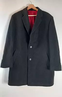 Buy Brook Taverner Black Wool Cashmere Blend Crombie Pea Coat Sz 44  • 60£