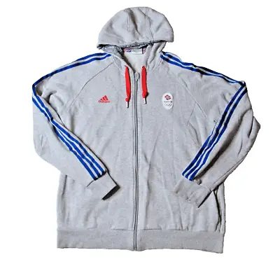 Buy Team GB Olympic Hoodie Adidas Size XL Grey Organic Cotton Blend Retro 2009 • 19.99£