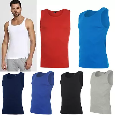 Buy 3 Pack 6x Bundle Mens Vest 100% Cotton Gym Training Tank Top  Sleeveless T Shirt • 3.15£