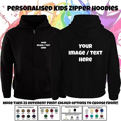 Buy Kids Personalised Zip Up Hoodie Custom Print Hoody Childrens Hooded Jacket Xmas • 13.95£