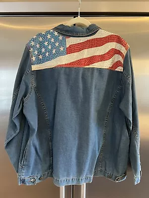 Buy Bradford Exchange American US Flag Bejeweled Denim Jacket Womens 2X NWT • 31.61£