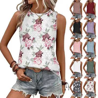 Buy Womens Summer Holiday T Shirts Loose Casual Blouse Tops Sleeveless Tank Vest Tee • 11.99£