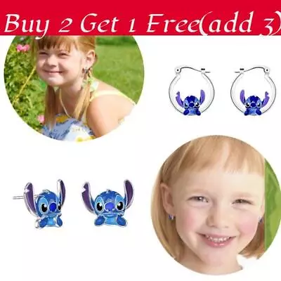Buy UK Stitch Silver Earrings Head Charm Earstuds Jewelry Fashion Cute Cartoon Gift • 3.90£