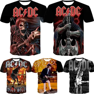 Buy ACDC Band Music Style Casual Women Men T-Shirt 3D Print Short Sleeve Tee Tops • 10.79£