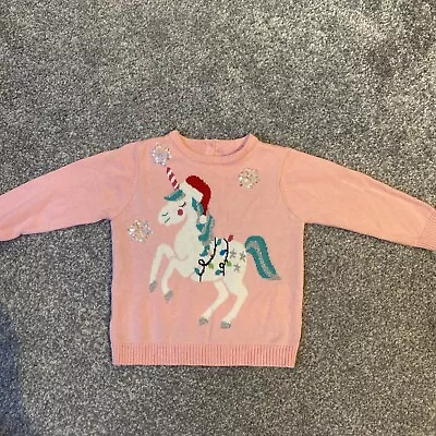 Buy Unicorn Christmas Baby Girls 9-12  Months Sweater Pink Matalan • 3£