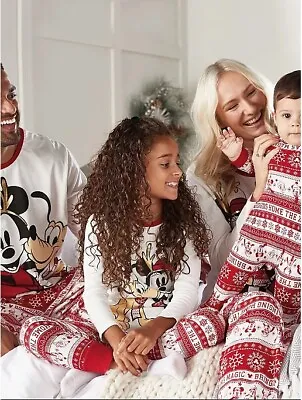 Buy Christmas Family Matching Disney Mickey Minnie Mouse Fairisle Pyjamas All Sizes • 21.99£