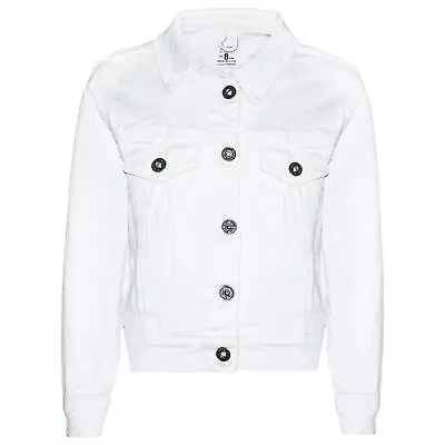 Buy Ladies Women Denim Jacket White Oversized Urban Streetwear Jeans Long Sleeve • 26.99£