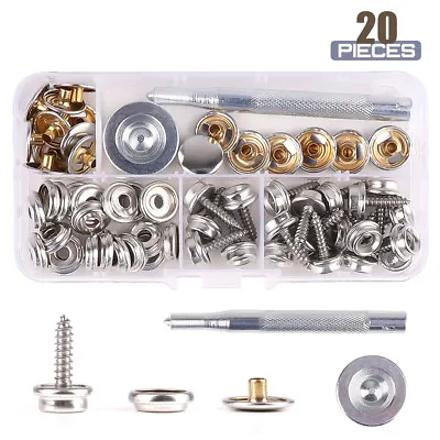 Buy 20 Sets Heavy Duty Snap Fastener 15mm/5/8  Press Stud Kit Buttons Leather Tools • 6.25£