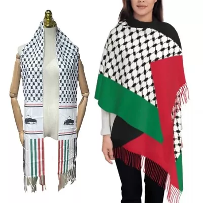 Buy Adult Pray Palestinian Scarf With Long Tassels Arab Scarf Windproof For Winter • 6.89£