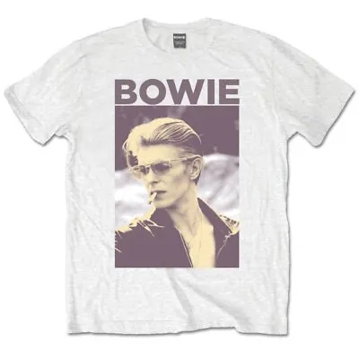 Buy Official David Bowie Smoking T-Shirt Unisex White Rock Pop Music Merch • 15.49£