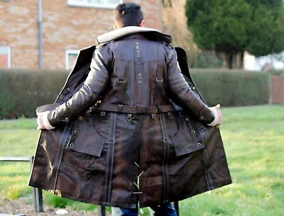 Buy Elder Maxson Fallout Distressed Brown Cowhide Leather Long Coat / XS-5X & Custom • 429£