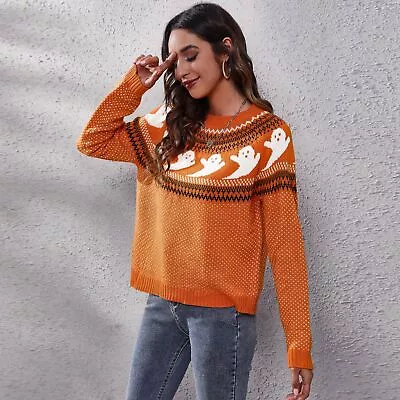 Buy Christmas Women's Chunky Knitted Long Sleeve Cardigan Pullover Sweater Halloween • 29.57£