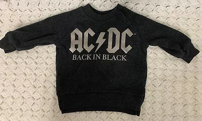 Buy ACDC BACK IN BLACK Licensed Baby Graphic Band Shirt Pullover Crew Neck 0-3 Mths • 7.87£