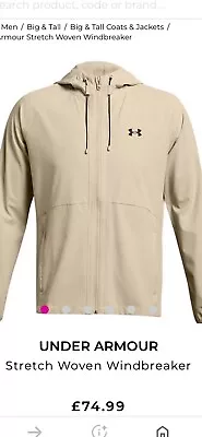 Buy Under Armour Stretch Woven Windbreaker Brand New Sealed 2XL  • 29.99£