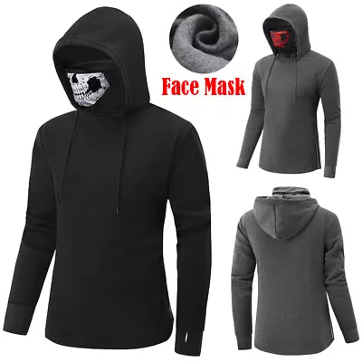 Buy Mask Men's Face Skull Hoodies Drawstring Pullover Jumper Sweatshirts Costume • 16.64£