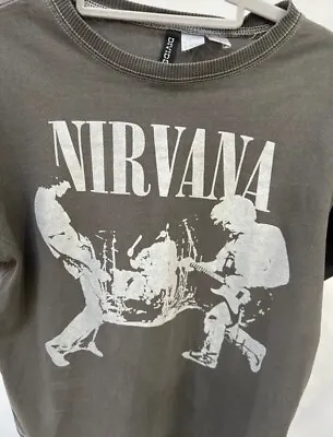 Buy Nirvana T Shirt Rock Band Merch Oversized Ladies Size S Kurt Cobain Dave Grohl • 12.50£