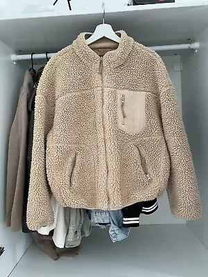 Buy Primark Camel Brown Teddy Borg Zip Up Coat Jacket Size Small • 8£