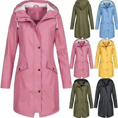 Buy Hooded Womens Windbreaker Jacket Ladies Outdoor Mountaineering Coat Long • 19.02£