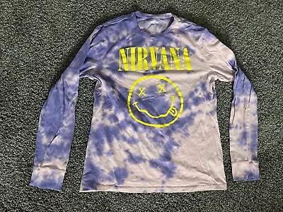 Buy Nirvana Tie Tye Dye T Shirt Smiley Face Purple Old Navy Size M Medium Rare Used • 17.99£