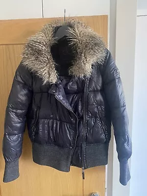 Buy Calvin Klein Jeans Black Padded Jacket With Faux Fur Collar Size M • 30£