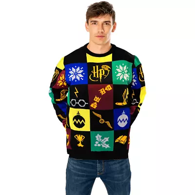 Buy Deluxe Patchwork Harry Potter Knitted Jumper Adults Xmas Jumper Official • 36.99£