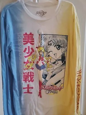 Buy Sailor Moon Crystal Tie Dye Colorblock Long Sleeve Shirt Blue And Yellow SizeS • 3.93£