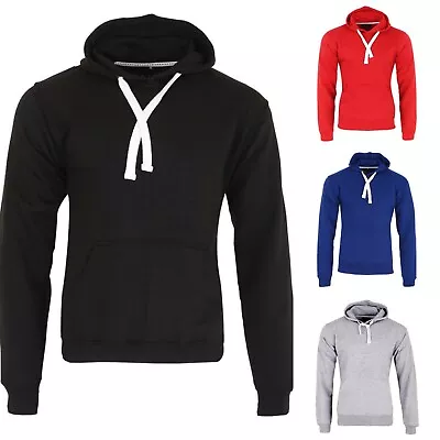Buy Men's Boys Fleece Plain Hoodie Sweatshirt Hooded Pull Over Casual Gym Adult Top • 7.95£