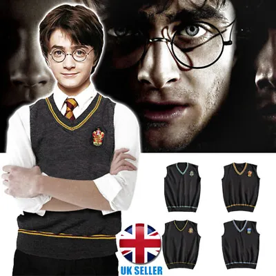 Buy Wool Sweater School Uniform Fancy Dress Costume Gryffindor Harry Potter Vest Tie • 16.89£