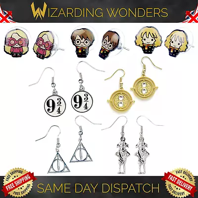 Buy Harry Potter Earrings Gold Silver Deathly Hallows Dobby Time Turner Official UK • 5.99£